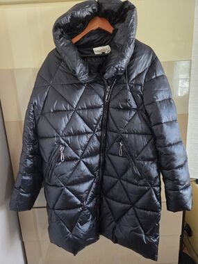 LYDIA Women's Classic Long Puffer Coat Black Size 56/58 Hooded New Without Tags